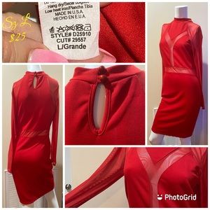 Red Nwot sz L see through sleeves stretch material